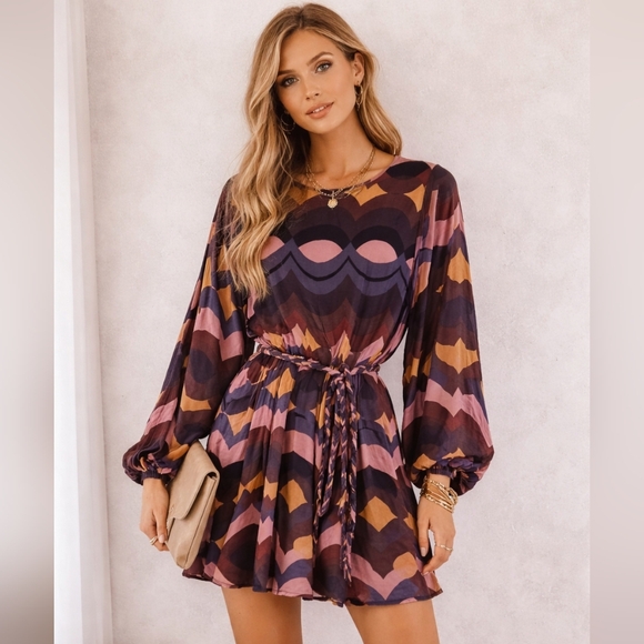 Vici Dresses & Skirts - VICI Collection Retro Mod Geometric Mini Dress, L | MCM, Flowy, Festival, Boho